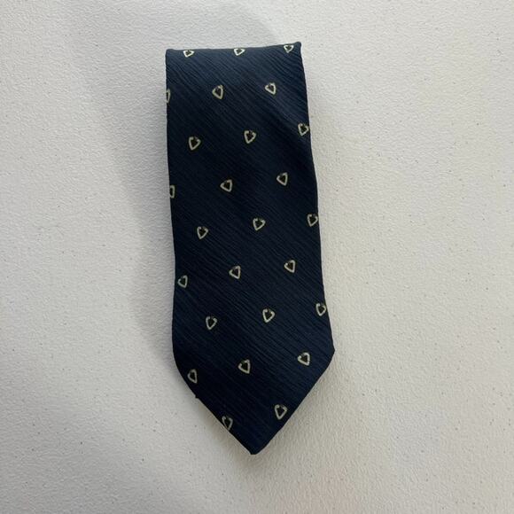 Giorgio Armani Cravatte Men's Necktie Navy Geometric Silk Italy Crepe Textured - Picture 1 of 10